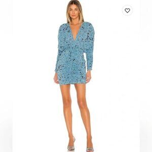 L'Academie Nicoletta Mini Dress in Blue Floral